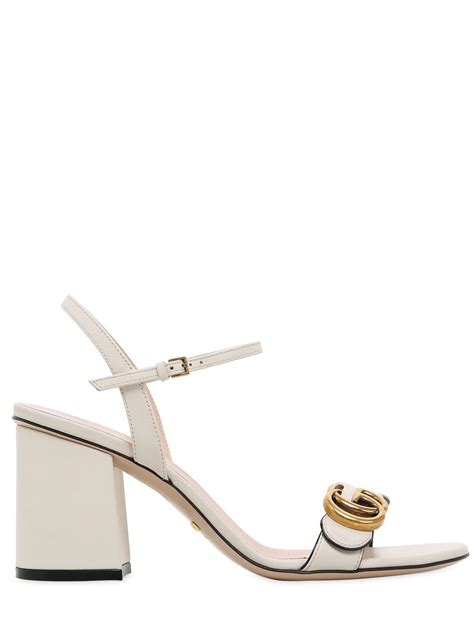 gucci leather sandals white|gucci crystal embellished sandals.